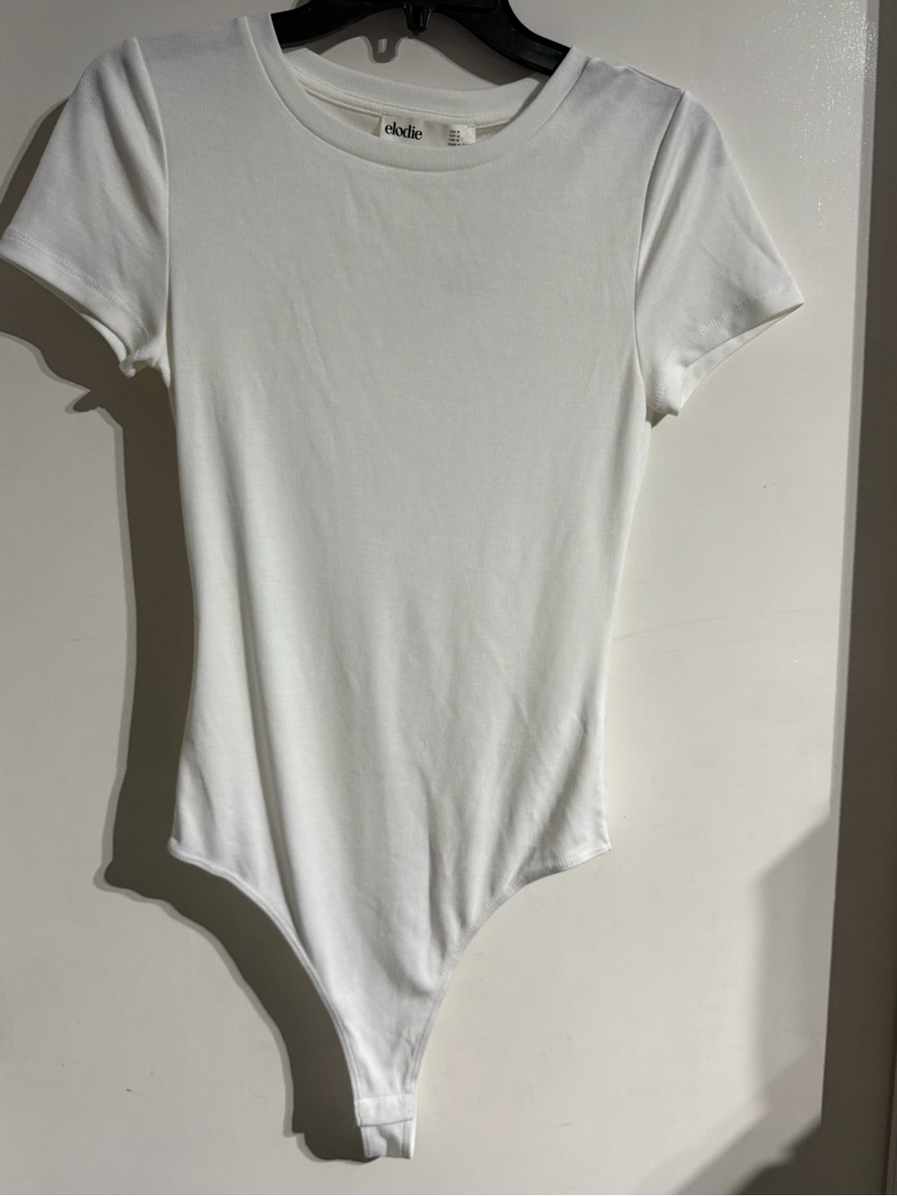 Elodie White Short Sleeve Crewneck Bodysuit